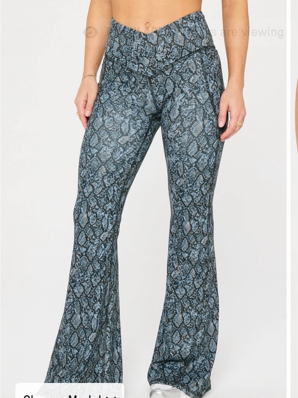 Fabletics Blue & Black Snake Print Flare Pants